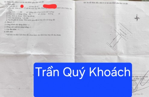 Bán đất đường Trần Qúy Khoách - Hòa Minh, Liên Chiểu, Đà Nẵng